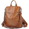 Kiepoar Zaino in PU Pelle per Donna - Borse a Spalla Casual Scuola 2 in 1 come Zainetto e Tracolla Antifurto, Morbido Impermeabile Vintage Multipocket Grande e Moda per Lavoro College Viaggio (Marrone)