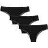 Snocks Perizoma Donna Pizzo 3X Mutande Cotone Intimo Slip Tanga Nero Taglia XS EU 34/36 - Pacco da 3 String Lingerie Sexy Brasiliana Culotte Intimissimi