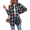 Buliezy Camicia Donna Blusa Quadri Camicia Flanella Manica Lunga Elegante Camicetta Classico Shirt Cotone Giacca Scozzese,Nero,S