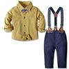 Nwada Set di vestiti per neonati 4 pezzi Set di vestiti per neonati per neonati Set di completi per ragazzi Gentleman Pantaloni con bretelle + Camicia + Papillon Età 9 mesi