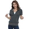 MISS MOLY Felpe con Cappuccio Donna Zip Fino Giacca Manica Corta Sweatshirt Hoodie Hoody Camicia Grigio Scuro Medium