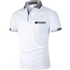 GHYUGR Elegante Polo da Uomo Manica Corta T Shirt Cotone Cucitura Classica Maglietta Commerciale Camicia per L'Ufficio,Bianco,XXL