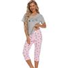 Misscoo Set Pigiama Donna Pigiama in Cotone Maniche Corte e Pantaloni Lunghi Estate Nightwear for Studentesse Girls