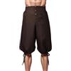 BPURB Pantaloni Uomo da Vichingo medievali rinascimentali Vitello-Lunghezza Larp Pirata Cosplay Costumi Posteriore con Lacci Pantaloncini, Marrone, XL