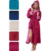 Morgenstern Accappatoio Donna I Cappuccio I Lusso I Bambù I Cotone I Microfibra I Fucsia I XL