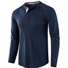 MakingDa Maglietta Uomo Manica Lunga Casual Henley Shirt Bottoni Girocollo Classic Fashion Slim Fit T-Shirt Maglia Serafino Uomo Maniche Lunghe Blu M