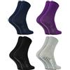 Rainbow Socks - Donna Uomo Colorate Calze Antiscivolo ABS di Cotone - 4 Paia - Nero Porpora Grigio Blu - Tamaño 44-46