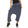 malito more than fashion Malito Donna Harem Pantaloni di Lino Bloomers Capri Pantaloni Plain Colors 6285 (Blu)