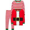LOLPIP Pigiama a maniche lunghe, 4 pezzi, per bambini, set da 2-14 anni, Striscia rossa di Babbo Natale, 8 anni