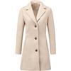 Allegra K Giorno di San Patrizio Cappotti invernali con risvolto dentellato monopetto da donna, Bianco Gream, 40