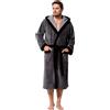 Morgenstern Accappatoio bambù da uomo e vestaglia di lusso con cappuccio in cotone e microfibre Grigio Taglia L