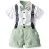 UUAISSO Bimbo Completini e Coordinati Gentiluomo Manica Corta Body Camicie Bretelle Pantaloni Estate Neonato Abiti Cachi 3-6 mesi