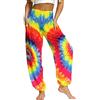 Nuofengkudu Donna Harem Hippie Pantaloni con Tasche Boho Print Vita Alta Larghi Leggeri Indiani Yoga Pants Estivi Spiaggia (Blu B,Taglia Unica)