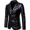 Lovelegis Giacca uomo finta pelle ecopelle giaccone bottoni vintage casual ragazzo anni 70 80 90 colore blu scuro taglia XL stile retrò