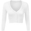 Aottori Coprispalle Donna Elegante Cardigan Maniche Lunghe Corto Bolero con Bottoni a Maglia con Scollo a V Giacca Corta Matrimonio per Primavera Autunno Bianco S