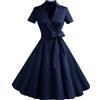 Timormode - Abito anni '50, a maniche corte, stile Audrey Hepburn, da Rockabilly, Swing Bleu Clair XL