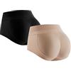 SUIUOI 2PCS Donna Mutande Imbottite Boxer Push Up Glutei,Mutande Butt Lifter Enhancer, Imbottite Mutandine Push Up Glutei Senza Cuciture Slip Vita Alta Pantaloncini Hip