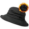Comhats - Cappello da pioggia pieghevole, da donna, impermeabile, con sottogola, SPF 50+, 00737_nero/blu, M
