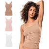 FOCENZA Set 3 Pezzi Canotta Donna Spalla Larga in Morbida Microfibra, Intimo Senza Cuciture in Vari Colori, Made in Italy (Bianco-Nudo-Cipria, S-M)