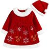 Loalirando Completo Bambina Invernale Abito di Natale Bambina Neonata Natalizio Stampa Fiocco di Neve Vestiti Bambina Invernali con Bow-Knot+Cappello di Natale per Bambina (Rosso, 12-18 Mesi)
