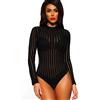 NBBNYJ Body Donna Manica Lunga Pizzo Trasparente Elegante Aderente Sexy Lingerie (Nero-4, S)