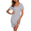 ENJOYNIGHT Camicia da Notte Donna Cotone Vestaglia Estiva Manica Corta Pigiama da Casa Casual da Notte(Medium,Linea)