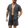 Irdcomps Pigami Estivi Uomo Pigiama Uomo Estivo Corto Cotone Leggero Bottoni Due Pezzi Manica Corta Pantaloncini Grigio M