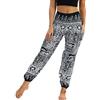 Nuofengkudu Donna Pantaloni Harem Vita Alta con Tasconi Thai Bohemian Cartamodelli Larghi Eleganti Estivi Danza Yoga Pants Spiaggia Vacanza Nero Geometria