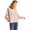 ETERKNITY - Maglione Donna Corto con Scollo a V in Misto Lana Morbida, Rosa, M