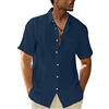 LVCBL Camicia estiva da uomo a maniche lunghe e a maniche corte, con tasca sul petto, vestibilità regolare, Blu scuro, XXXL
