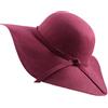 Urban GoCo Donne Ragazza Cappello di Lana Tesa Larga in Feltro Bombetta Fedora Cappello Floscio Cloche (Vino Rosso)