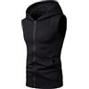 STTLZMC Uomo Felpa Smanicata con Cappuccio Fitness Muscolo Vest Tops con Zip Fino Gilet Casual,Nero 1,XL
