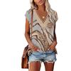 GRMLRPT Maglietta Donna Manica Corta Scollo V Camicia Elegante Cerimonia Moda Camicetta Blusa Moda Top Tee T-Shirt Tunica Casual Shirt(Beige,M)