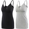 COLOMI Canottiere Premaman Allattamento Reggiseno Incorporato per Allattamento Canotta Base (XL,Black+Grey+Red Wine/3Pack)