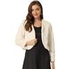 Allegra K Giacca corta da donna in pelliccia sintetica Bolero in peluche con parte anteriore aperta senza collo a maniche lunghe cappotto corto invernale, bianco, M
