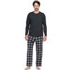 LAPASA Set Pigiama da Uomo a Quadri con Tasche e Coulisse, Completo Maglia Cotone & Pantaloni Flanella M79, Microfleece M129 XL Grigio