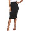 EXCHIC Donna Testurizzato Lavorato a Maglia Ginocchio Lunghezza Matita Gonna Elastico Tubo Gonna Vita Alta di Base Midi Gonna Spacco Laterale(XL, Bianco)