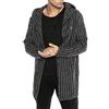 RED BRIDGE Cappotto da Uomo Cardigan con Cappuccio Giacca Lunga a Righe in Cotone Nero M