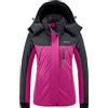 GEMYSE Donna Giacca da Sci impermeabile montagna Giacche Pile invernale antivento Cappotto con Cappuccio (Rosso Rosa Grigio,M)