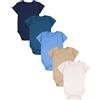 TupTam Body da Neonato per Bambino a Manica Corta Pacco da 5, Beige beige chiaro verde petrolio jeans blu blu scuro, 86
