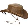 BRANDSLOCK Cappello da Cowboy in Pelle Uomo e Donna, Leggero, Artigianale, Stile Western, Modellabile, a Tesa Larga, Resistente, Stile Cowgirl/Outback (IT, Testo, M, Standard, Abbronzatura)