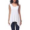 Dreamskull t-shirt da donna a tunica, lunga, basic, senza maniche, asimmetrica, cotone, adatta per l'estate, l'uso quotidiano, stile casual, informale, taglie S-3XL, bianco, M