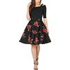 BlackButterfly Floreale Lungo Rockabilly Anni 1950 Gonna A Ruota (Grandi Rose, 5XL)