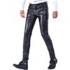 Idopy Pantaloni estivi sottili invernali spessi da uomo business slim fit in ecopelle jeans jeans in pelle spessa, Nero , 31W x 30L