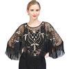 EORUBE 1920 Scialle Avvolge Con Paillettes In Rilievo Da Sera Del Capo per Gatsby Partito Scialle Da Sposa Delle Donne Da Sera Del Capo Flapper Cover Up (Oro nero)