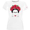 Blasfemus T-Shirt Frida Kahlo stilizzata con Rose Rosse e Orecchini - Maglietta Donna (Bianco, XL)