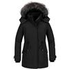 CHIN·MOON Giacca Calda Invernale Outdoor Parka Media Lunga Antivento Giacca con Cappuccio in Pelliccia Giubbotto Slim Fit Impermeabile Donna Nero M