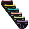 INNERSY Mutande Ragazza 14 Anni Cotone Nero Slip Bambina Vita Media 8-16 Intimo Sportiva 6 Pacco (14-16 Anni, Nero con Cintura Colorata)