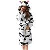 DELEY Unisex Coppia Donne Animale Corallo in Pile Caldo con Cappuccio Accappatoi Abiti Vestaglia Pigiameria Cosplay Costume Mucca Taglia L