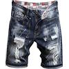 Tomwell Pantaloncini di Jeans da Uomo Pantaloni Corti Strappati con Buco Shorts Casual Estivo Ragazzo Pantaloncini in Denim Blu Spiaggia Bermuda Tasche Shorts E Blu 3XL
